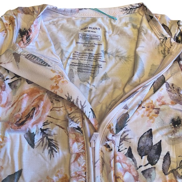 NWT Posh Peanut Harlow Ruffle Zipper One Piece Footie Size 12-18 Mos - Picture 5 of 9